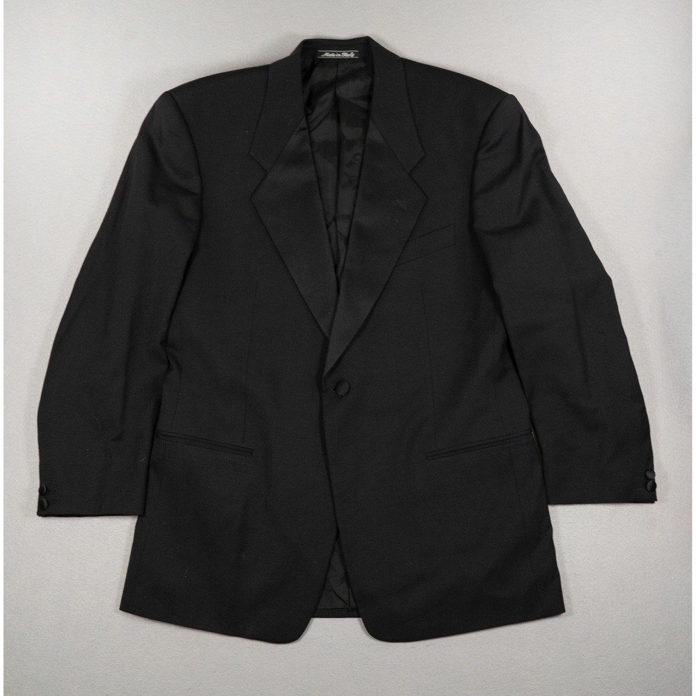 Mani Giorgio Armani Mens 40R Tuxedo Jacket Black Pure Virgin Wool Made in Italy
